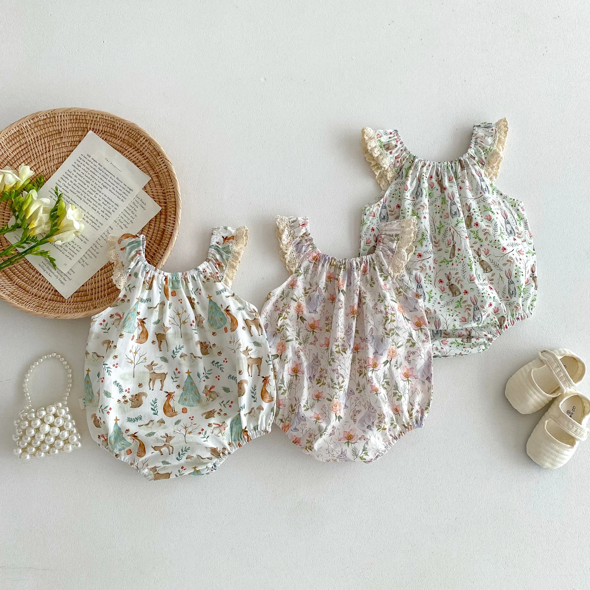 رومبير بلا أكمام للفتيات الصغي - مراجعة Newborn Baby Girl Romper Floral وسعره