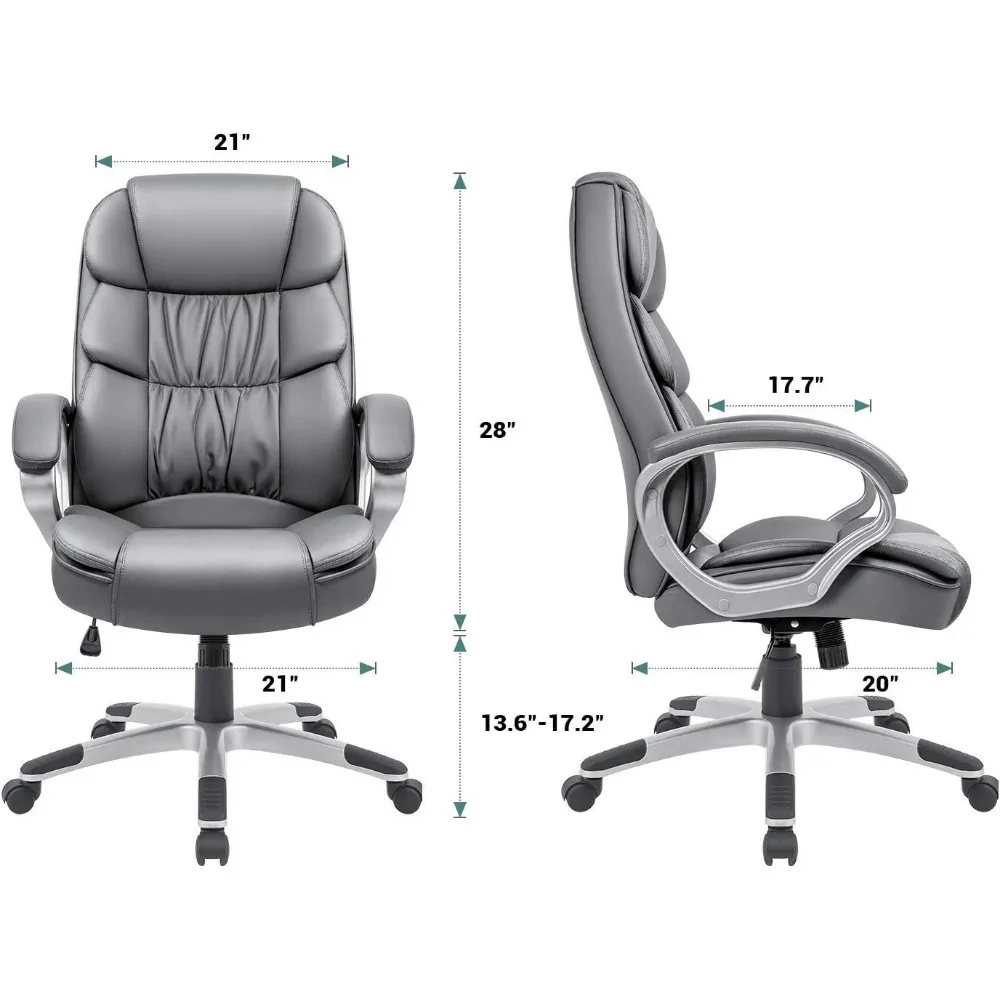 Office Chair PU Leather High Back Executive Chair Ergonomic Computer Chair, Modern Adjustable Home Desk Chair Swivel Managerial