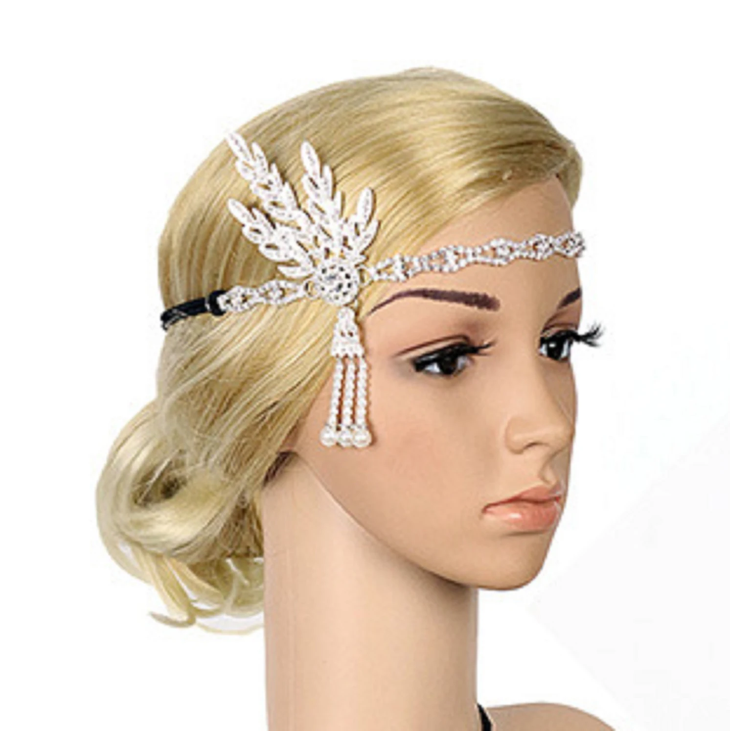 Vintage Pena Flapper Headband, Grande Gatsby Headdress, Nupcial Festa Traje, Acessórios de Vestido, 1920 Headpiece