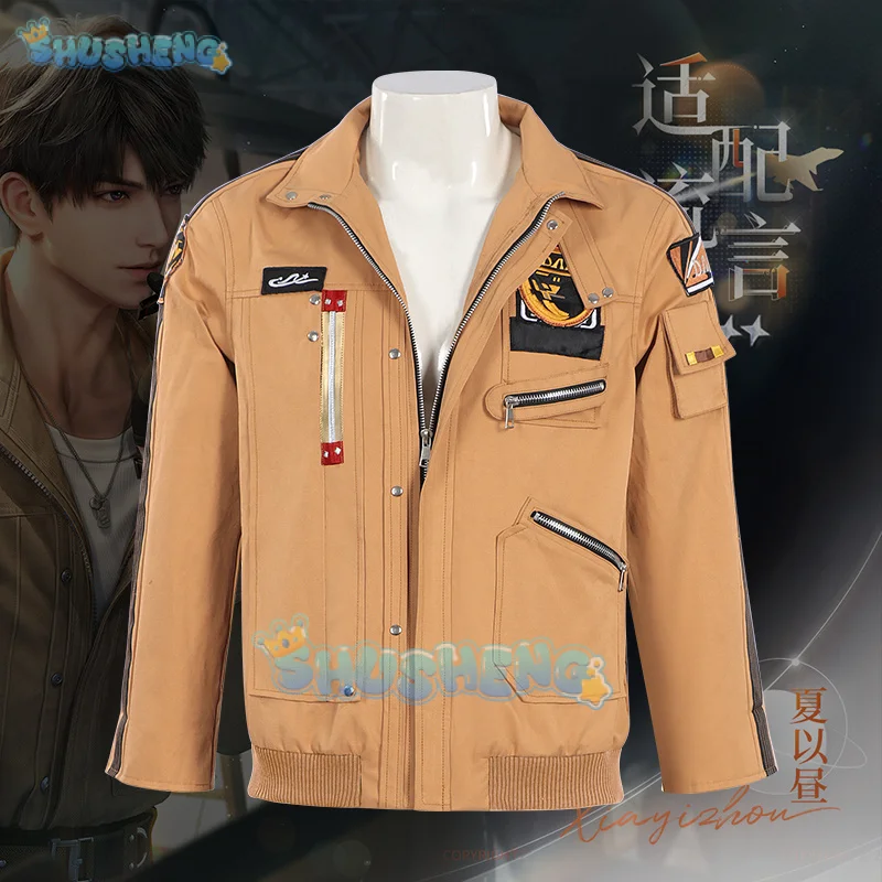 Disfraz de Cosplay de Love and Deepspace Caleb, chaqueta voladora marrón, uniformes supersónicos, fiesta de Halloween para mujeres y hombres, accesorios de atuendo