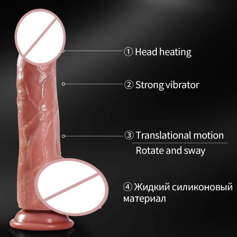 هزاز دسار لاسلكي ضخم ناعم مع وظيفة التسخين، قضيب تلسكوبي واقعي يتم التحكم فيه عن بعد للعافية الجنسية للنساء