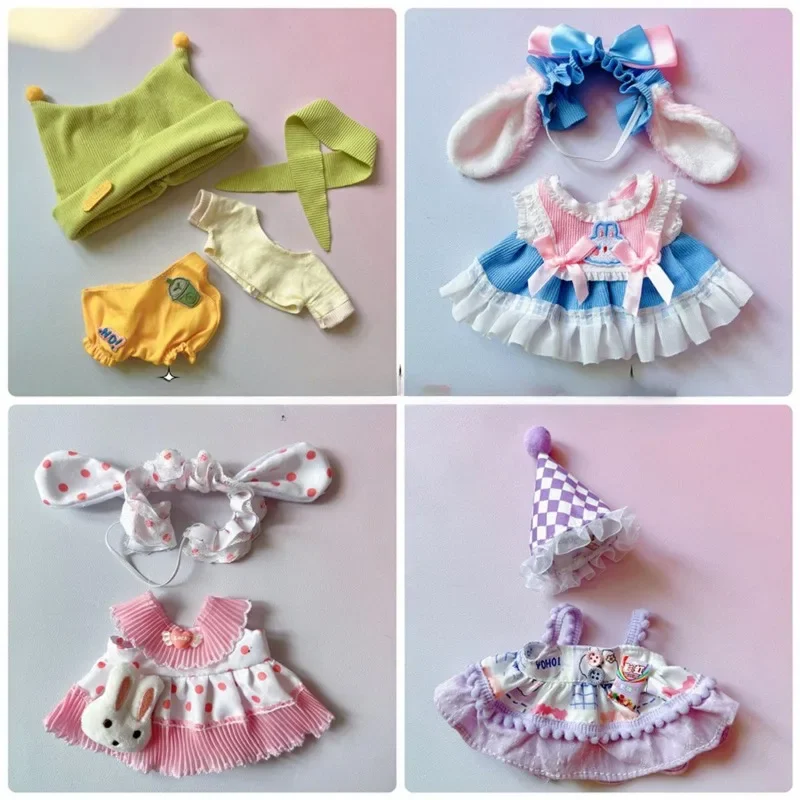 Kawaii Cat Maid Princess Dress Hairband Apron Shoes Costume Set 20cm No Attribute Plush Doll Change Clothes Outfit Cosplay Gift