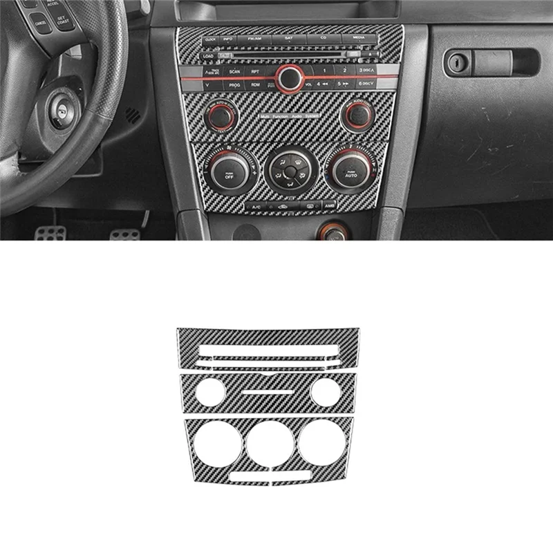 ألياف الكربون وحدة التحكم المركزية والعتاد التحول غطاء لوحة طقم الكسوة لمازدا 3 2004-2009 LHD الملحقات الداخلية #2