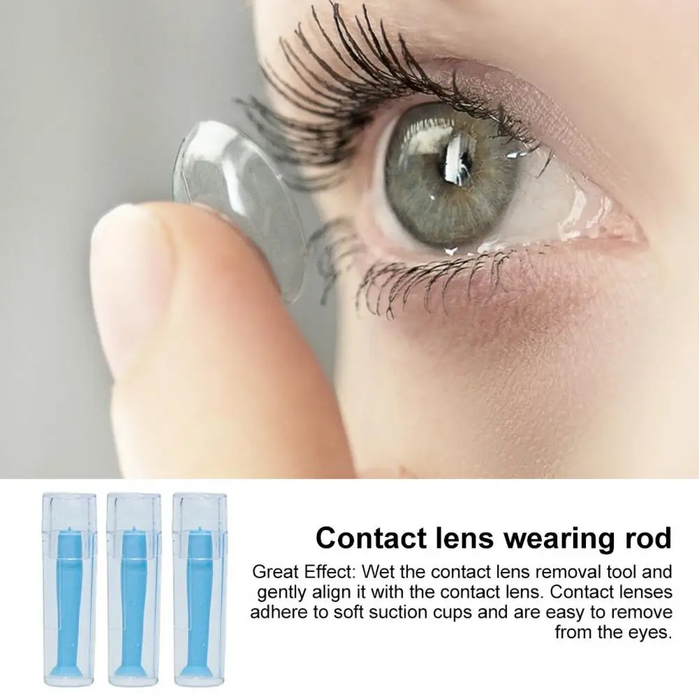 Gentle Silicone Contact Lens Remover Ferramenta Removedor com Forte para Rgp, Conjunto de êmbolo, Easy Safe Removal