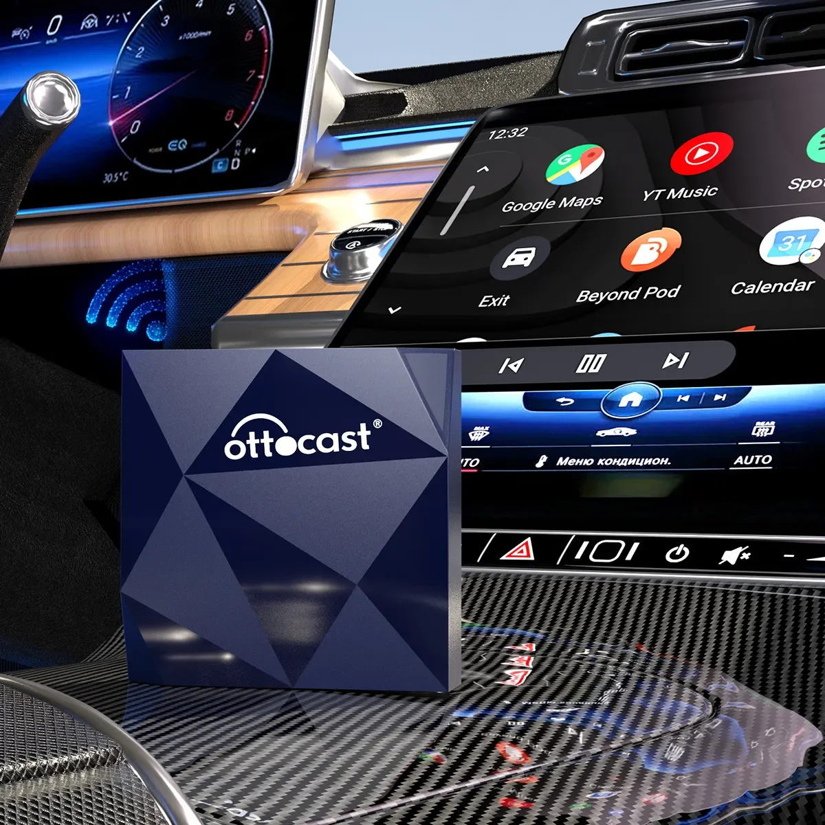 

Ottocast A2Air Wireless Android Auto Adapter NFC Touch Auto Connect for OEM Wired Android Auto Car Music Navigation Original New