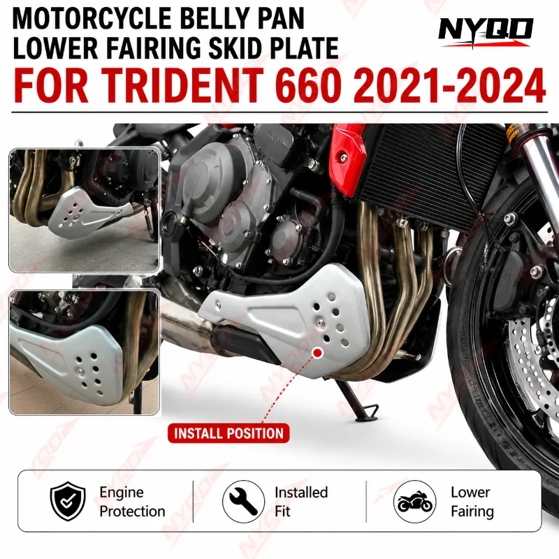 Motorcycle Belly Pan Lower Fairing Engine Guard Skid Plate Cover Chassis Spoiler Body Kit Parts For Trident 660 2021 2024