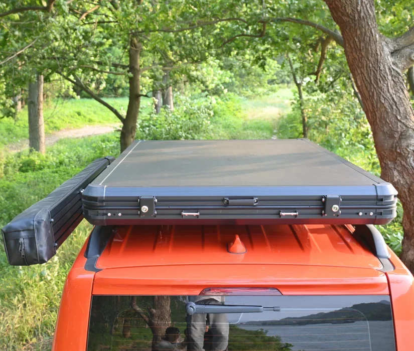 Tienda de campaña para acampar al aire libre, carpa de techo de carcasa dura de aluminio para 2 personas, 4x4