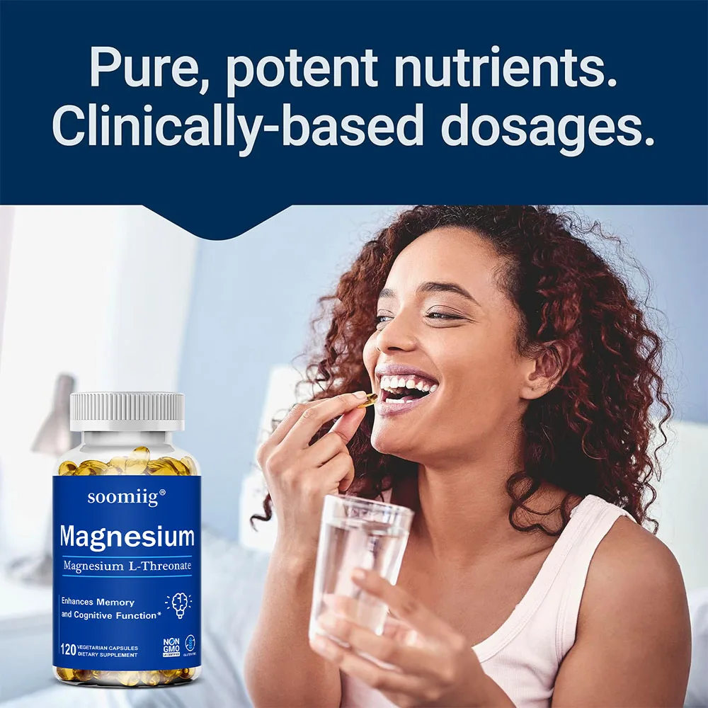 Suplemento L-Threonate de magnésio – promove a saúde cerebral, a memória, a concentração e a cognição, 120 cápsulas
