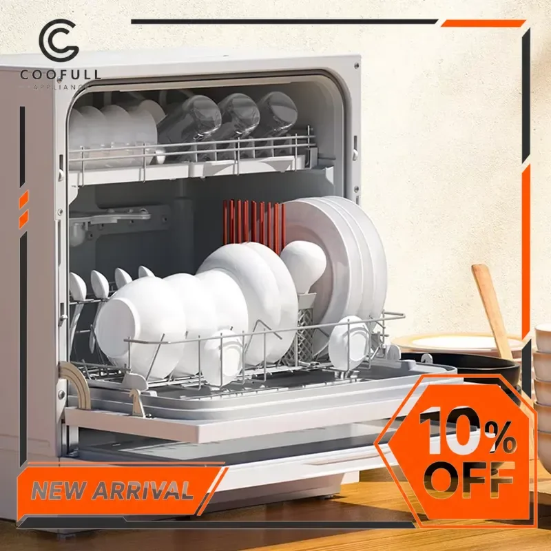 Fully Automatic Freestanding Dishwasher Electric Household Dryer Sterilizer Plastic Housing Free Installation Kitchen