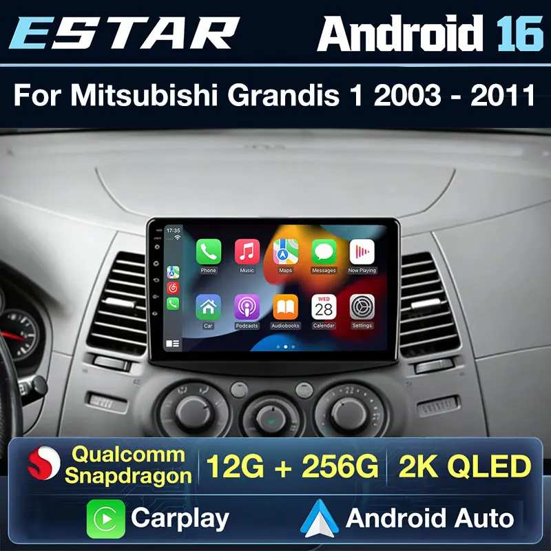 Car Radio Android 16 For Mitsubishi Grandis 1 2003 - 2011 Wireless Carplay DTS Stereo 360 Camera 2K Screen Octa Core RDS BT 2din
