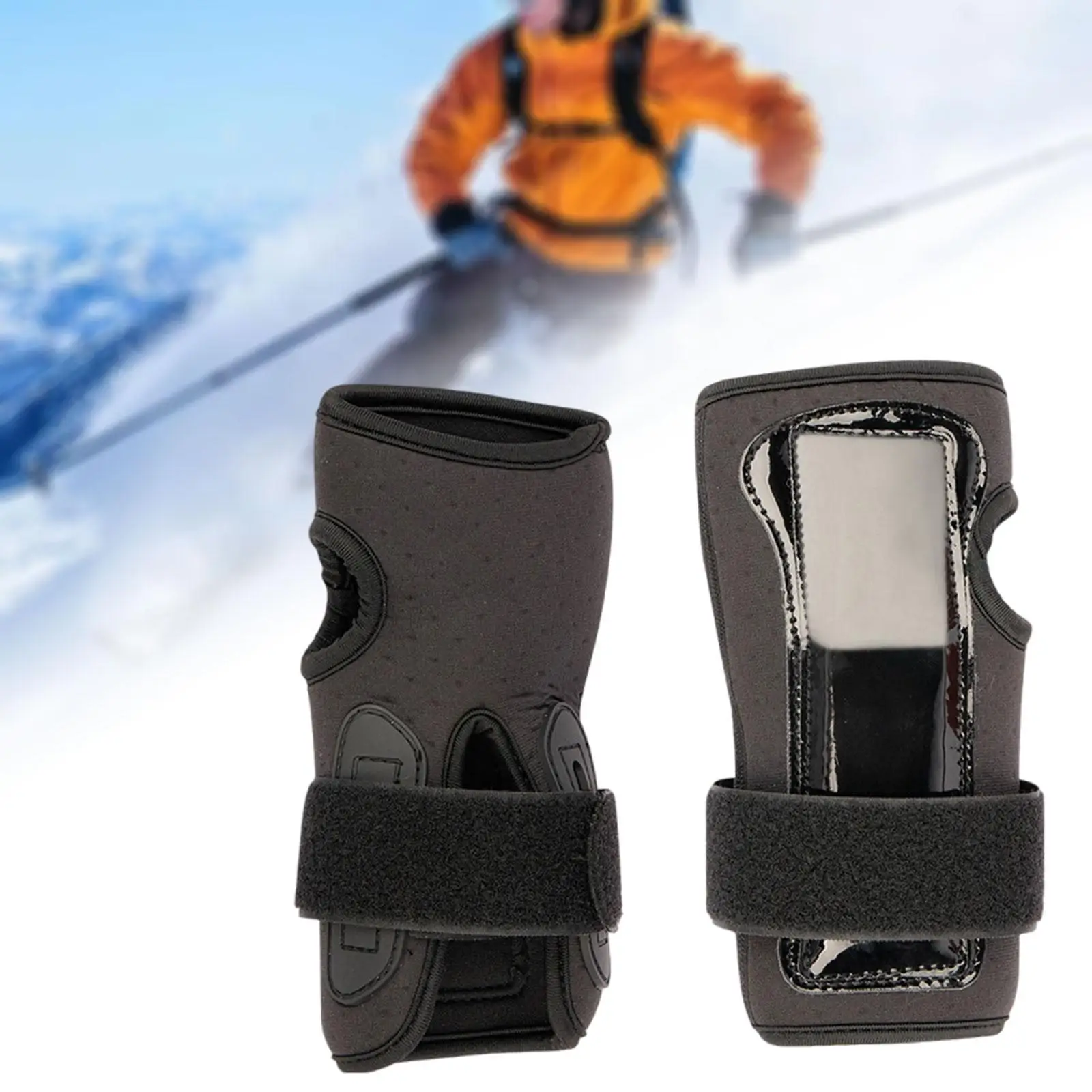 Impact Resistant Ski Wrist Guards for Snowboarding with Curved Aluminum Plate Breathable Wrist Support Strap for Skateboarding
