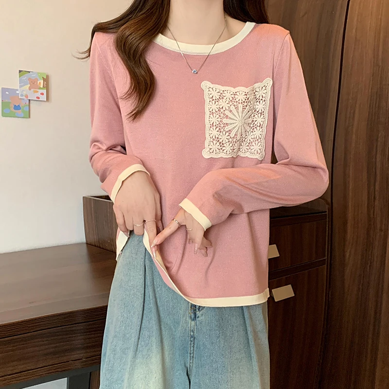 

Stylish Hand-made Flower Knit Sweater Pullover Women Autumn Winter Chic Fashion Ladies Tops Long Sleeve O-neck Jumper 2022