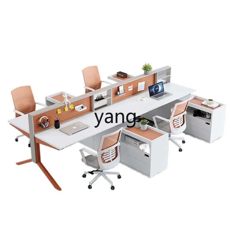 

ZJJ office desk and chair combination hole board screen computer desk office staff seat