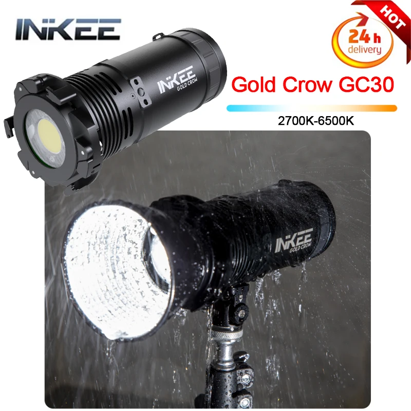 INKEE Gold Crow GC30 30W LED Video Light 2700K-6500K Photography Lighting Waterproof Photo Studio Light for Video Shooting