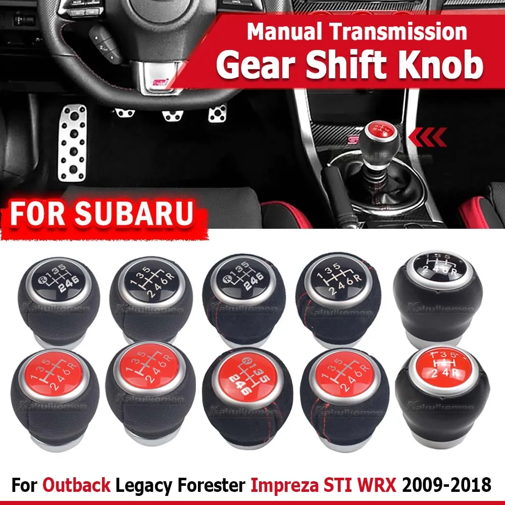 6 Speed Leather MT Gear Shift Knob Stick Shifter Lever Head Ball For Subaru Outback Legacy Forester Impreza STI WRX 2009-2018