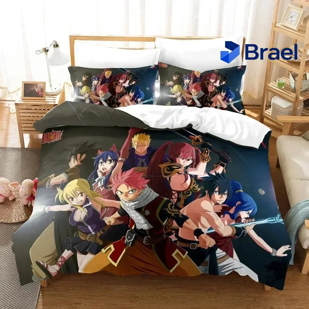 Exquisite 3D Print Anime Fairy Tail Logo Natsu Bedding Set Boys Girls Twin Queen Size Duvet Cover Pillowcase Bed Kids Adult Home