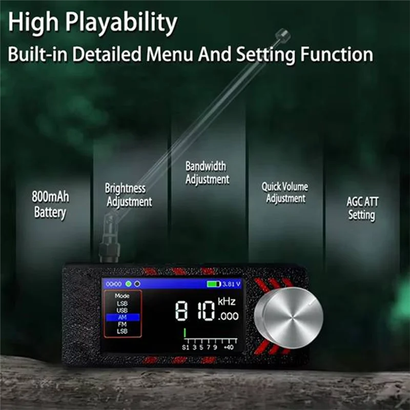 

ABBO-SI4732 Вседиапазонный радиоприемник ATS MINI PRO 0,5-108 МГц LSB USB AM FM ESP-32-S3 Радио SW MW VHF Радио с антенной