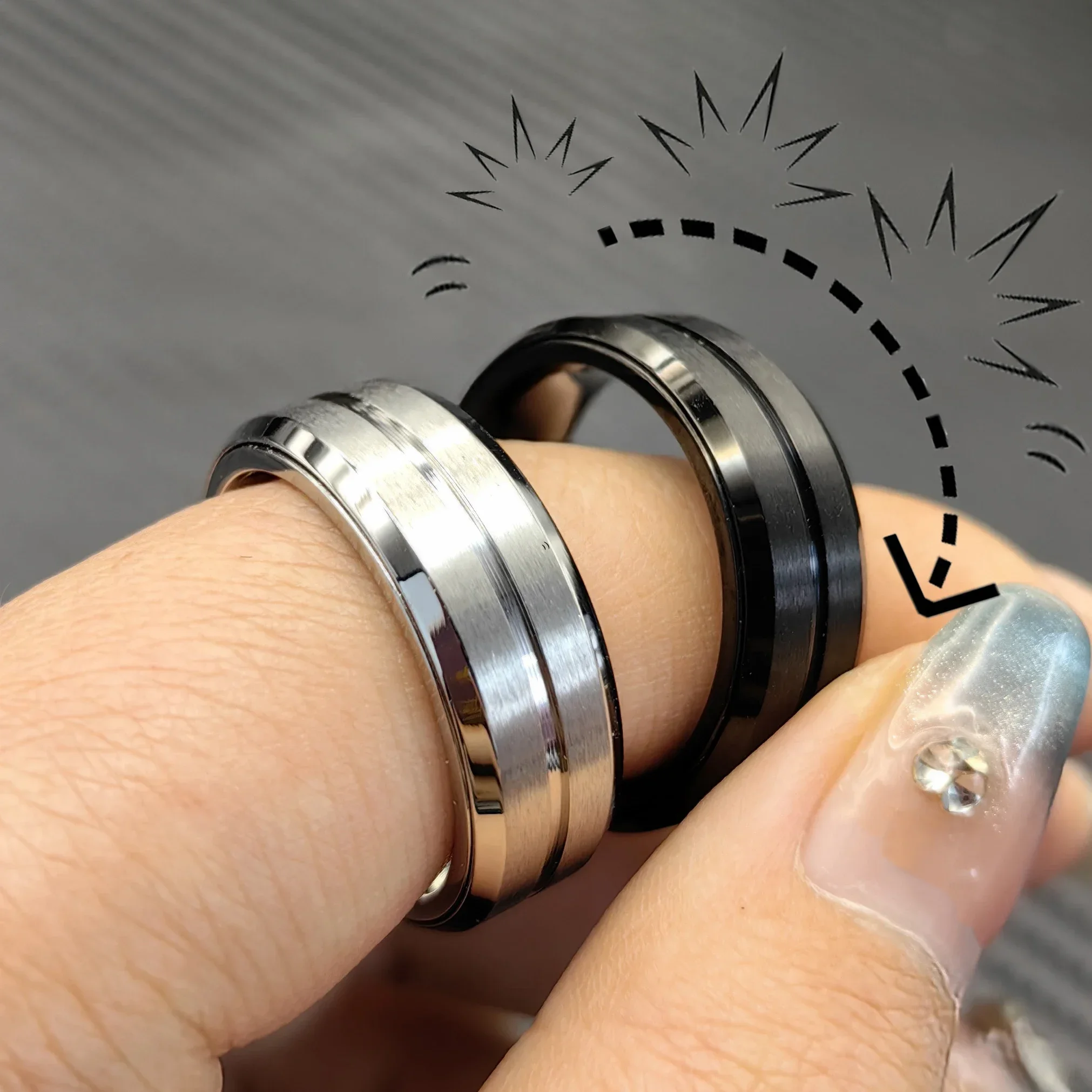 Fidget Slider Fashion Accessory Ratchet Ring Stress Relief Adult Metal ADHD Casual Fidget Ring Tactile Stress Relief artifact