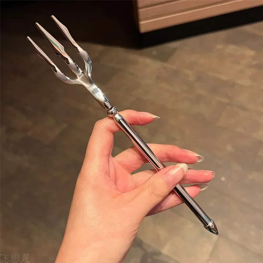 2024 New Sea God's Trident Stainless Steel Fork Food Picks Fruit Fork for Upscale Restaurant Man Woman Gift