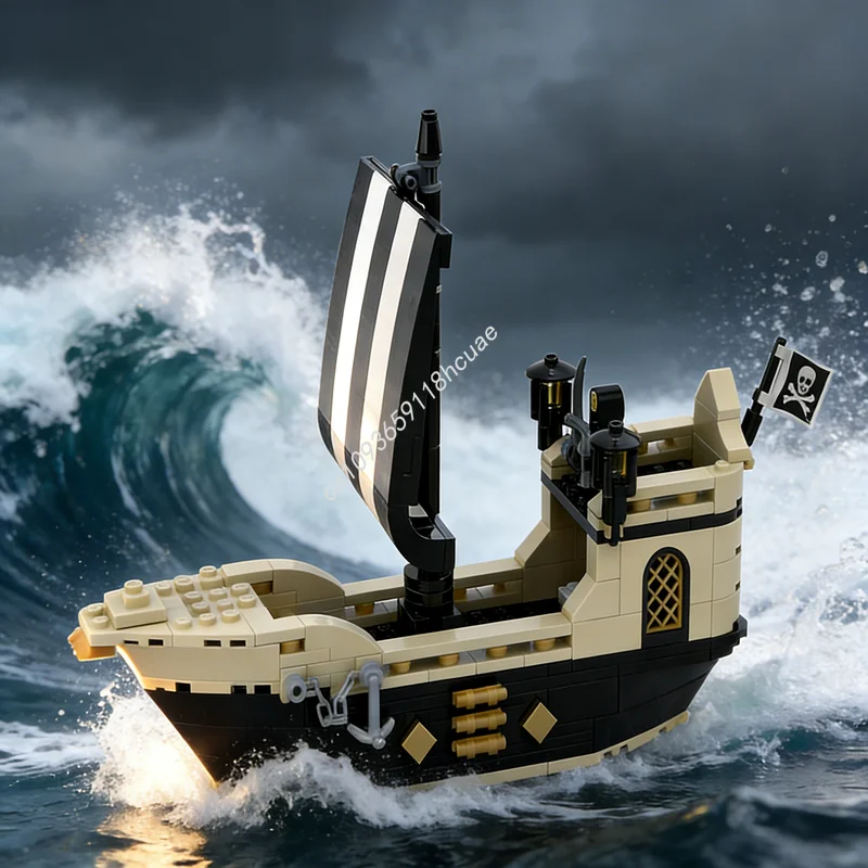 

260 деталей MOC: Конструктор «Пиратский корабль-рейнегад», развивающая игрушка для творчества и обучения, идея для подарка на Рождество