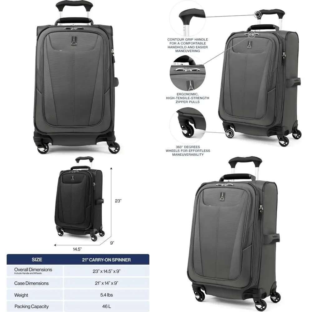 

Lightweight Expandable Softside Spinner Carry-On Luggage, 21-Inch, Shadow Grey, Travel-Friendly Design