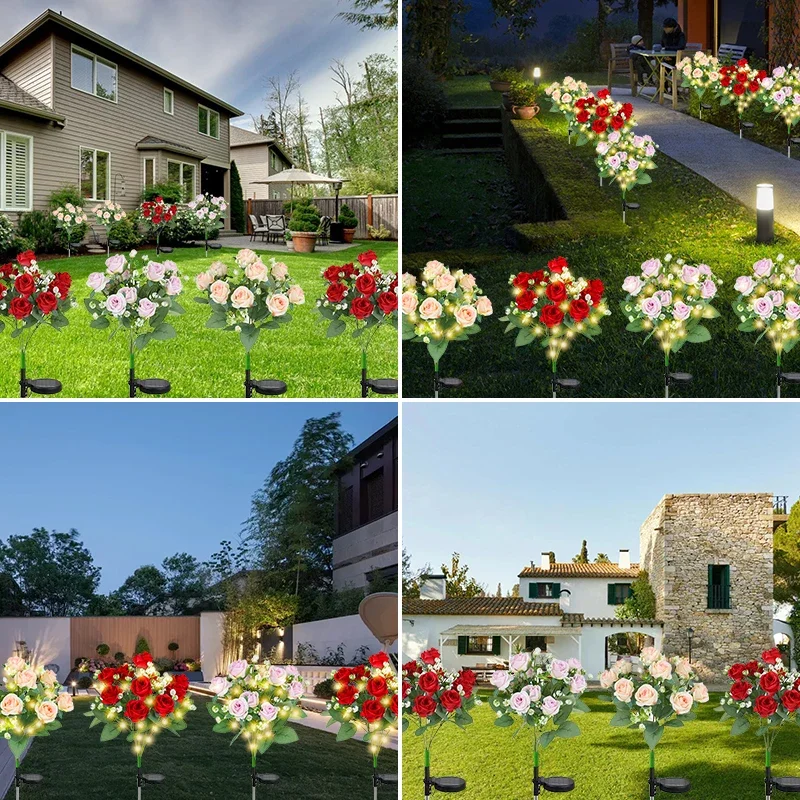 LED Solar Light Waterproof Azalea Solar Flowers Lamp Outdoor decorativo per giardino Yard Lawn Path Lighting Holiday Wedding Decor