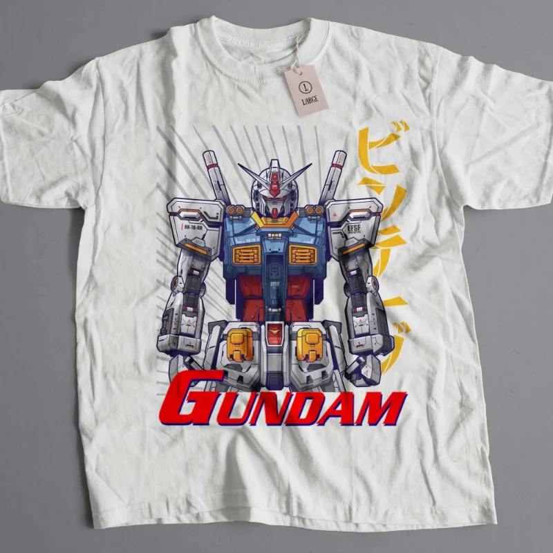 Vintage 90s Anime Mobile Suit Gundam Printed T-shirt Men's and Women's T-shirt Men's Top Sports T-shirt 2026 Summer New Tee