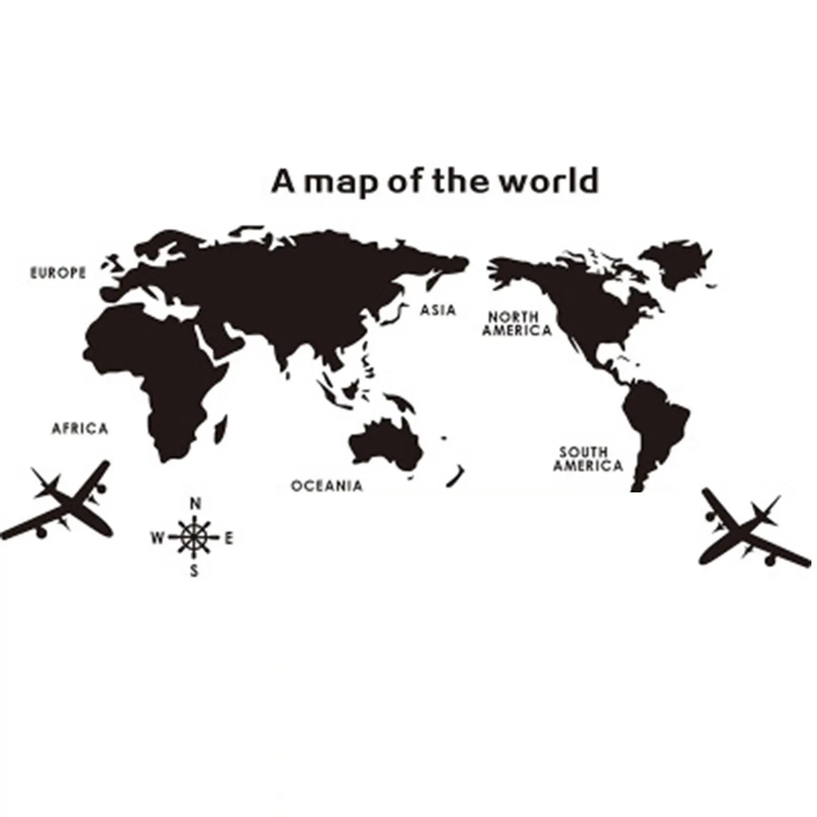 World Map Office Wall Decals Large 3D Acrylic Black Maps Stickers for Kids Nursery Bedroom Living Room