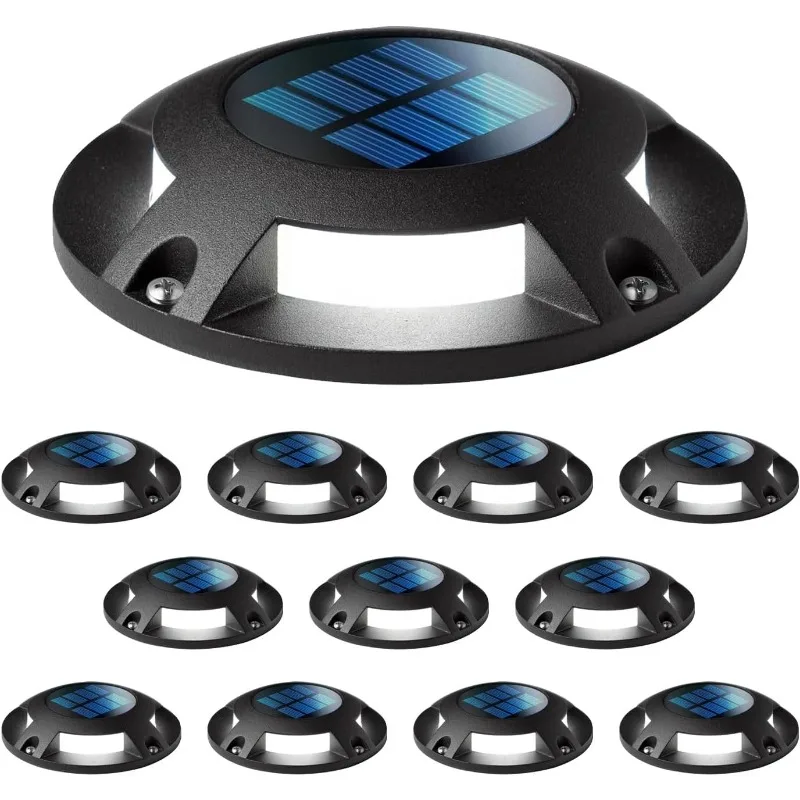 12 Packs Outdoor Solar Deck Light, Black 20 Lumens, Waterproof, Dusk to Dawn, Aluminum Plastic Case for Decor Fence Step Pathway