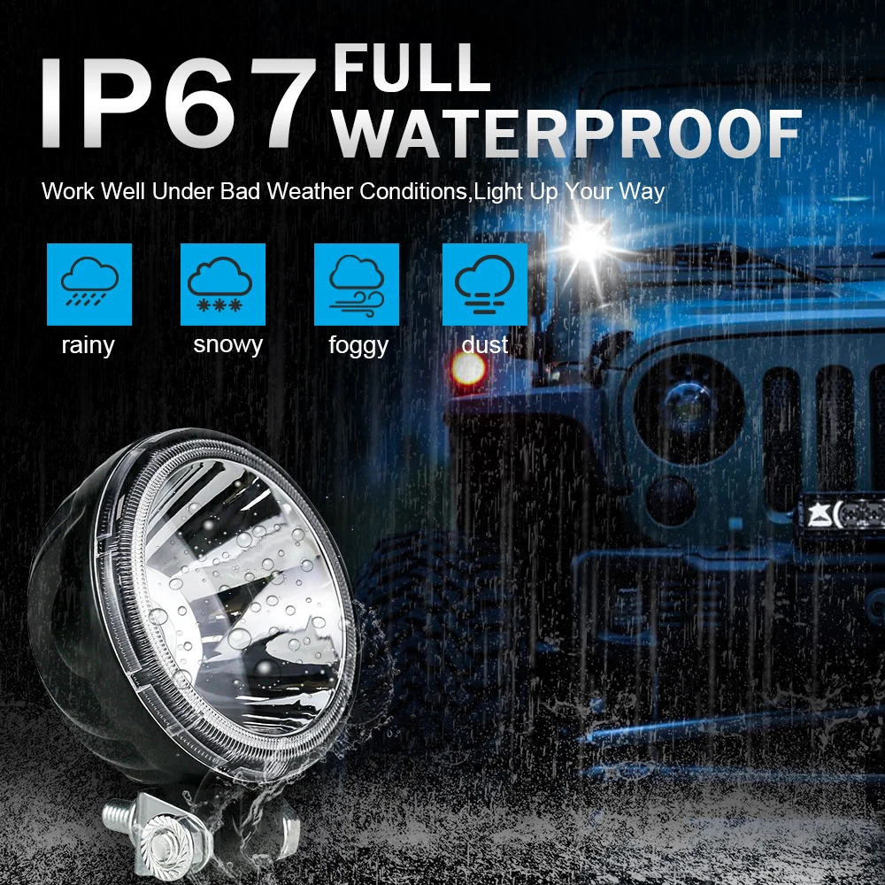2pcs 3 inch Round LED Work Light Spotlights Super Bright Lights White Amber Motorcycle Fog Lights Driving 12V 24V