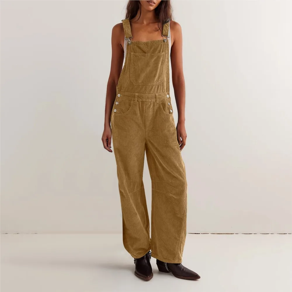 

Женский осенне-зимний новый вельветовый комбинезон в стиле ретро, модные подтяжки, повседневная свободная рабочая одежда с карманами, женские комбинезоны 2025