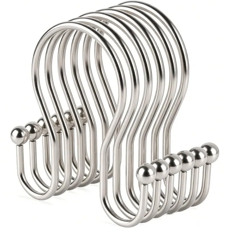 1 pcs Silver Iron Double Ear Shower Curtain Rings, Smooth Sliding, Fits Various Bathroom Shower Rods, Easy to Install