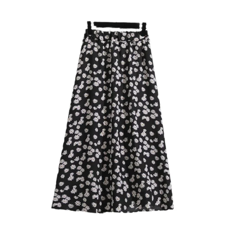 Cross-border export a-line floral skirt skirt women\'s summer new thin skirt small floral skirt half skirt long skirt summer