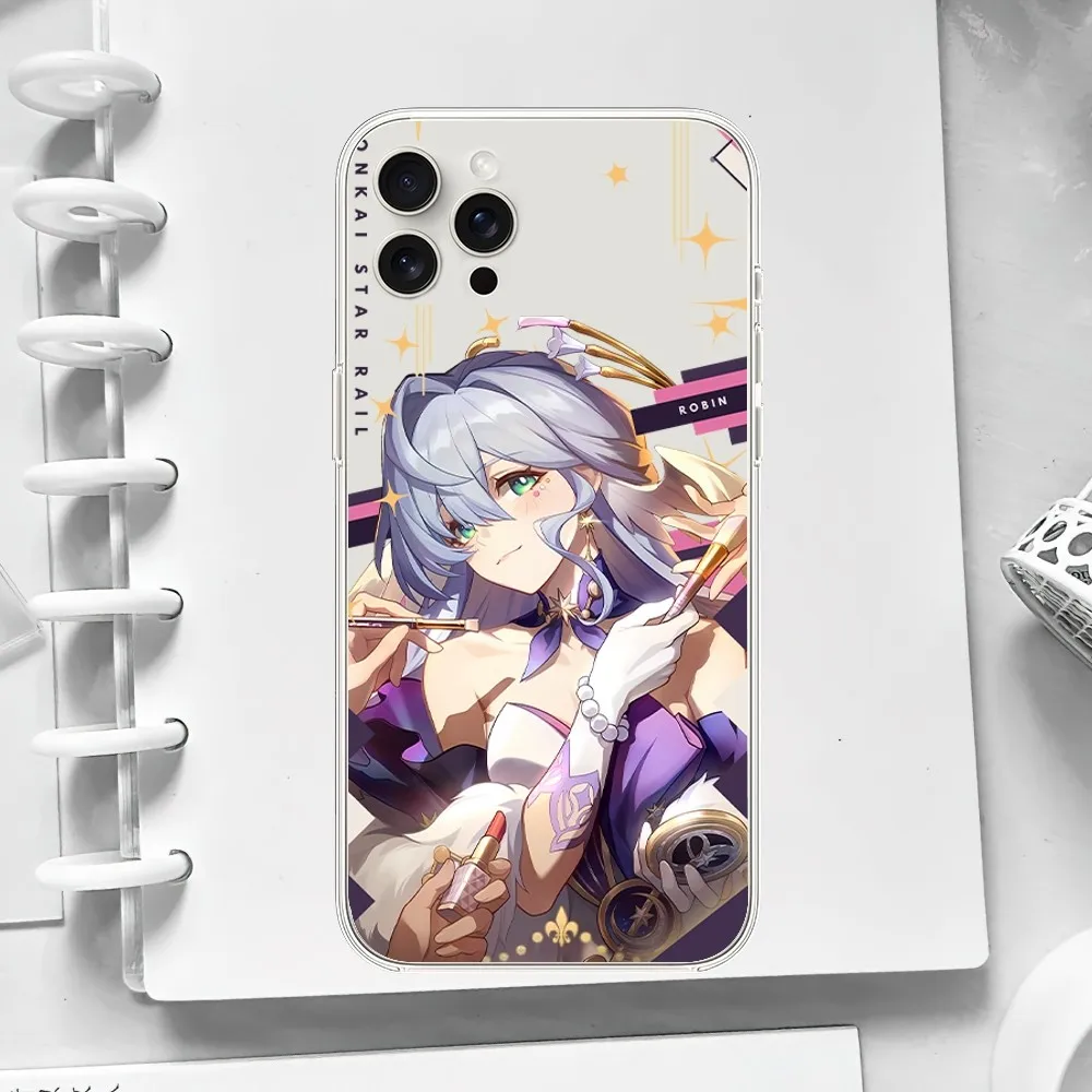 Game Honkai Star Rail Robin Girl Cute Phone Case For iPhone 11 13 Mini 16 15 14 12 Pro XS Max Plus Transparent Shell