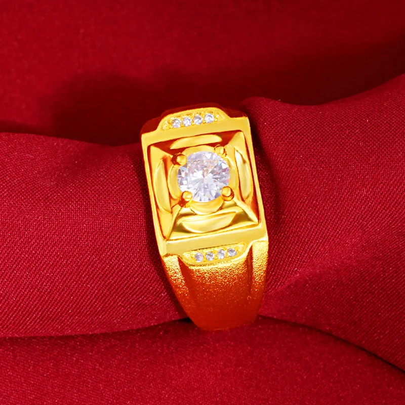 

Vietnam Sand Gold Jewelry Real Gold Plated Jewelry Micro Setting Gemstone Ring Opening Fashion Accessories Hand Jewelry