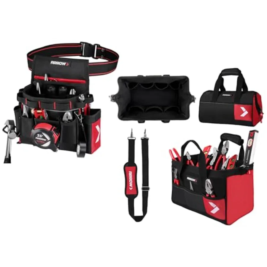 

Поясная сумка для инструментов ARROW, сверхпрочная, для электриков, с 10 карманами, из ткани Оксфорд 840D, и прочная сумка для инструментов 14 дюймов с противоскользящим покрытием