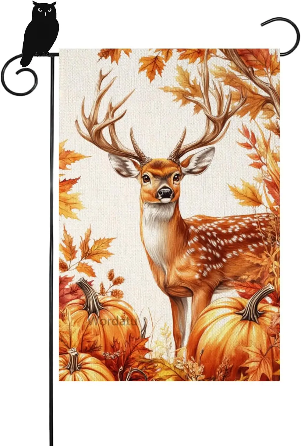 Fall Autumn Deer Garden Flag 12x18 Vertical Double Sided Leaves Thanksgiving Holiday Outside Decorations Burlap Yard Flag (4 WZZ