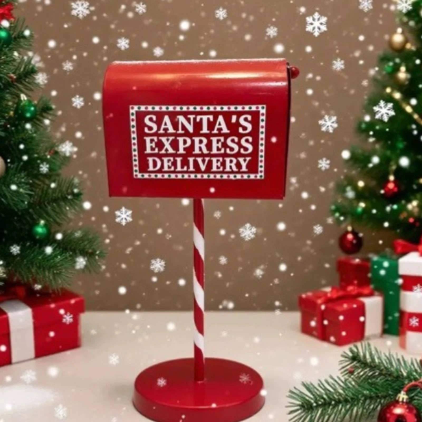 Standing Mailbox Decor Indoor Christmas Mailbox Santa Mail Box Red Santa Letter Box Holiday for Mantels, Entryways