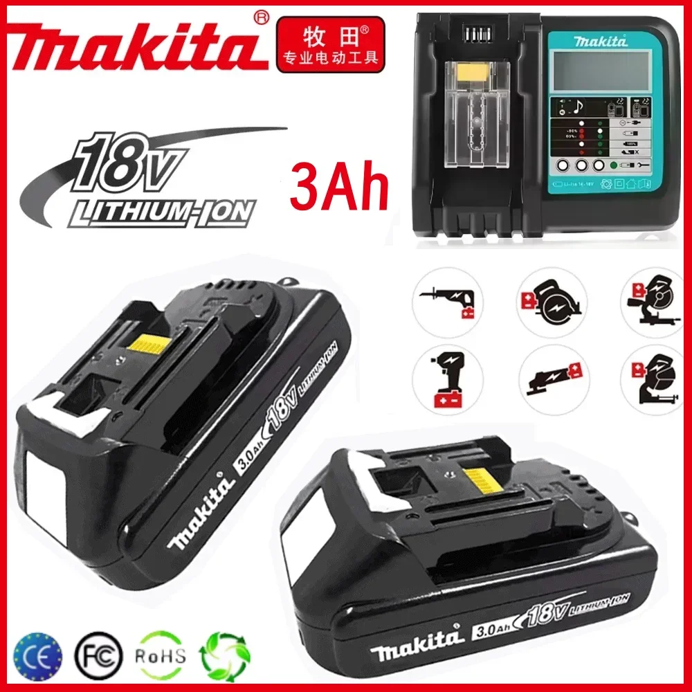 3Ah Replacement Lithium 18V Makita for Makita Battery BL1840 BL1830B BL1850B BL1850 BL1860 BL1815 Battery + Charger