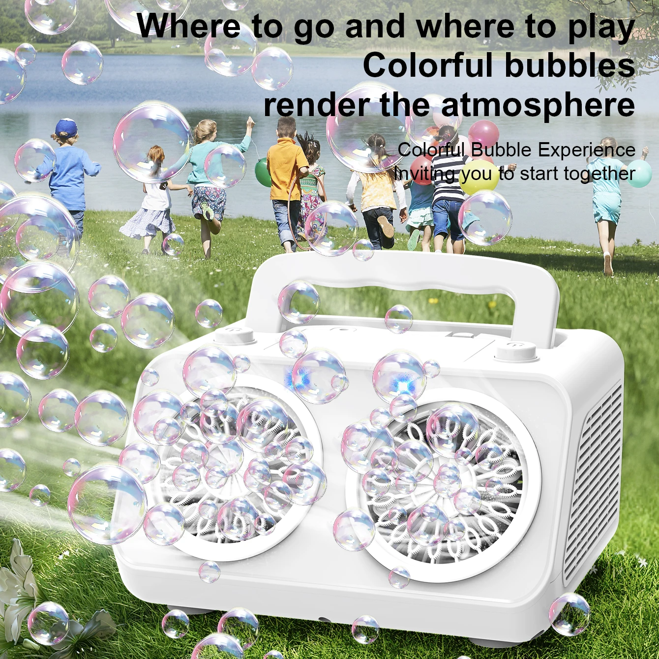 20 hole handheld bubble machine, small bubble toy, parent-child interaction, outdoor toy without battery and bubble water