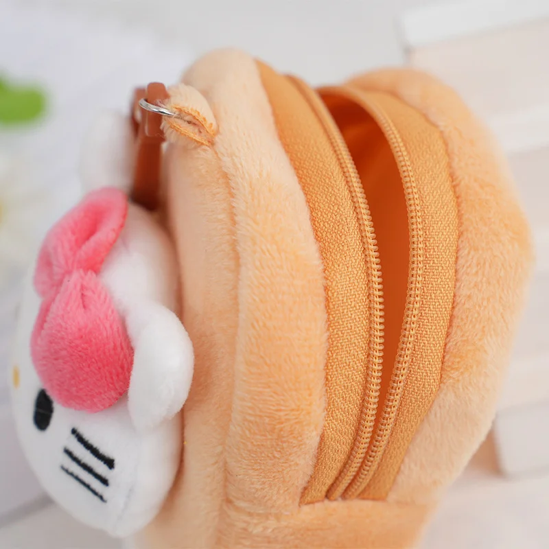 Sanrio Anime Kuromi Hello Kitty Earphone Bag Cute My Melody Cinnamoroll Children Plush Coin Purse Children Wallet Christmas Gift