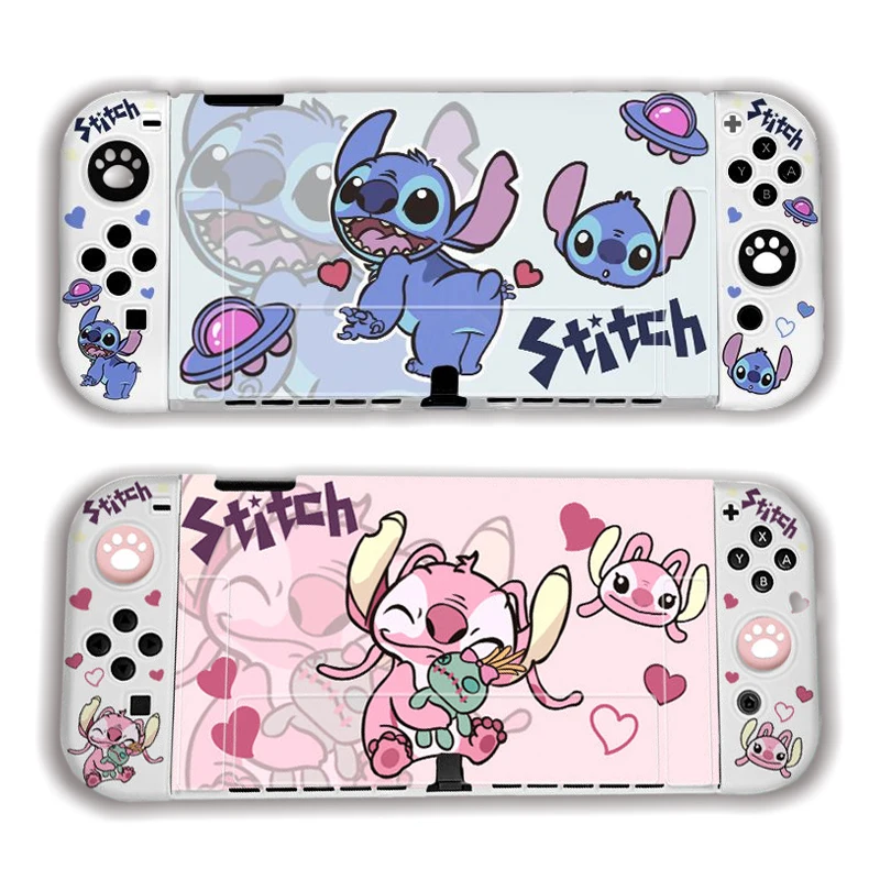 Disney Cute Stitch Angel Soft Protective Case for Nintendo Switch NS OLED Game Console Controller Gaming Anti-wear Accessories