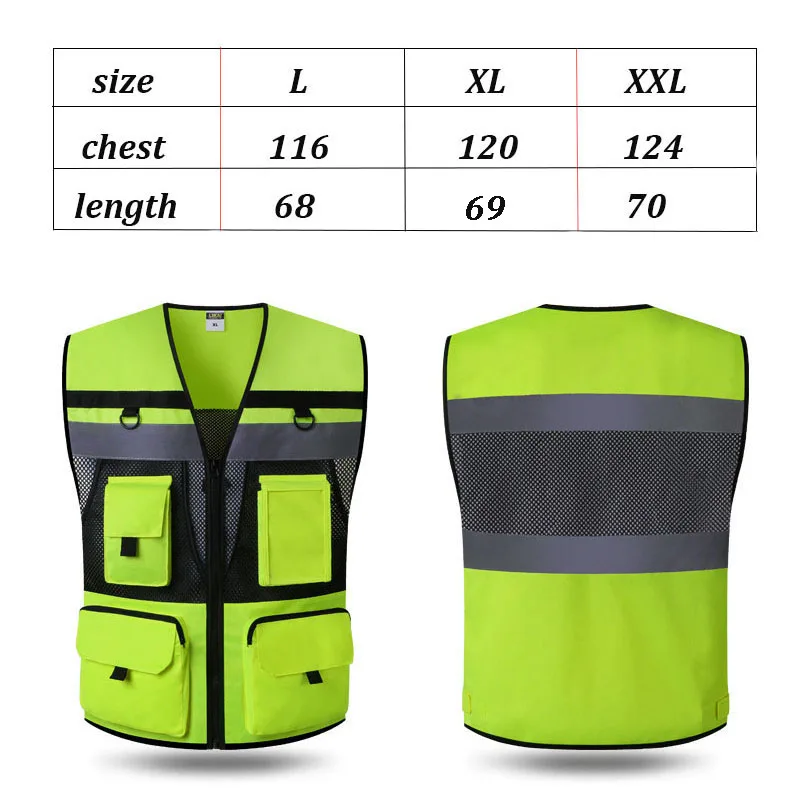 Security Vest In Mens Tank Tops Fluorescent Yellow Black Waistcoat Summer Vest Hi Vis Workwear Jacket Building Construction view 6
