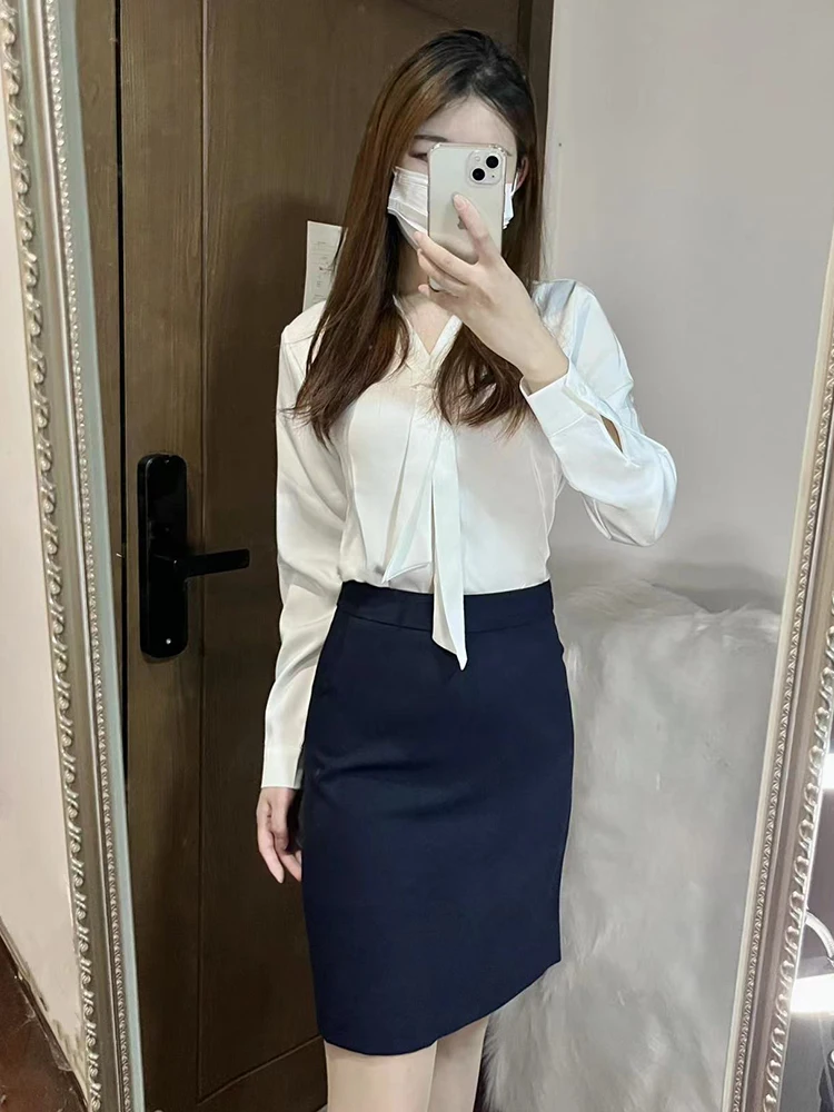 

Ele White Sa irt Women's Spring Autumn New Faion High-End Feelings Public Servant Interview Formal irt Set