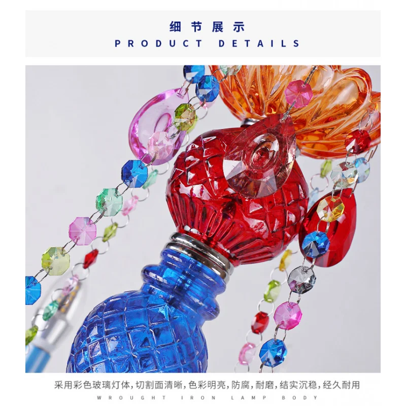 الحديثة ماكارون الملونة كريستال الثريا مصابيح تعليق للزينة كريستال ديكورا الإضاءة التيار المتناوب مضمون 100% كريستال قلادة مصباح #5