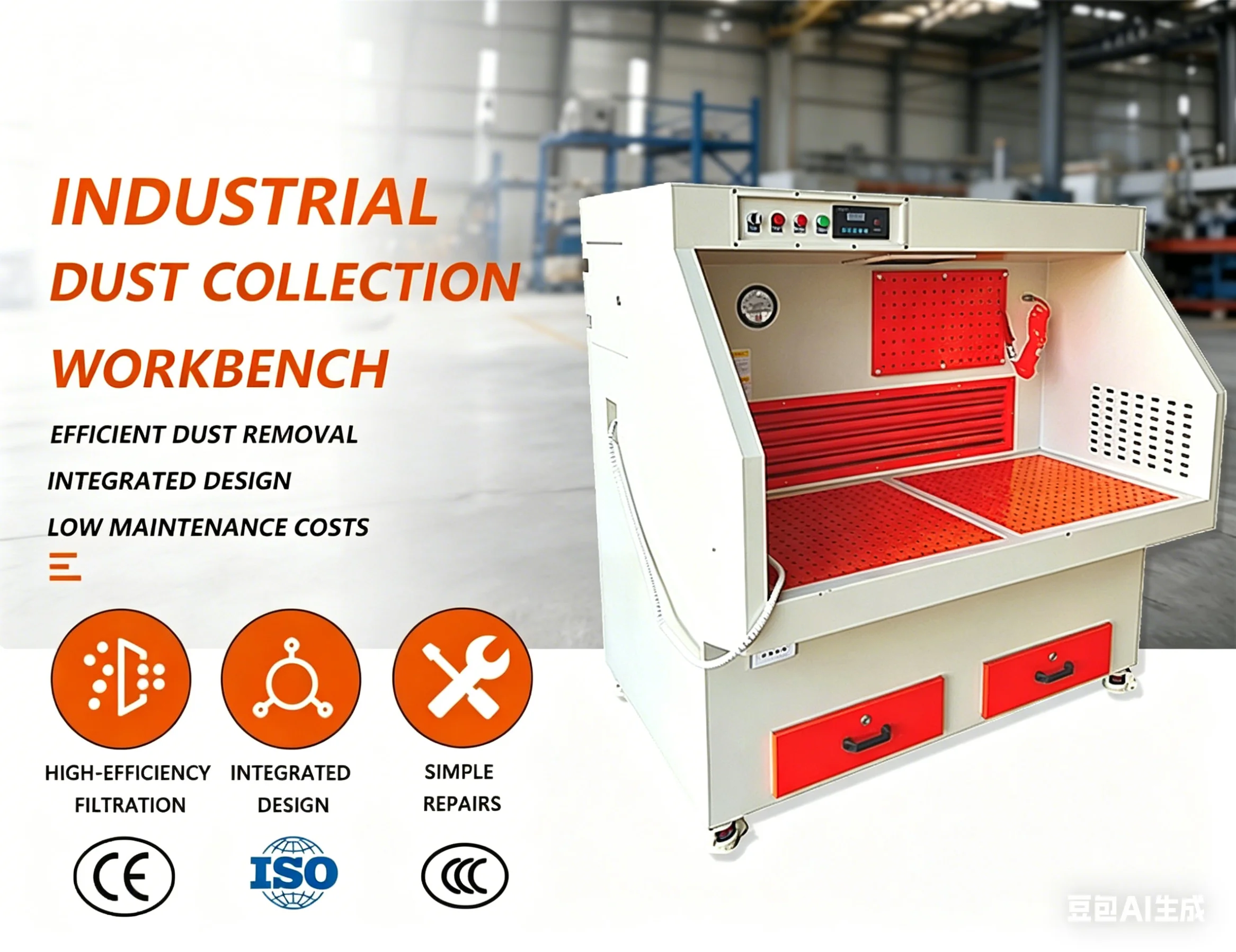 Grinding Dust Removal Workbench Mobile Pulse Polishing Dust Collection Vacuum Equipment Flat Grinding Dust CollectionTable