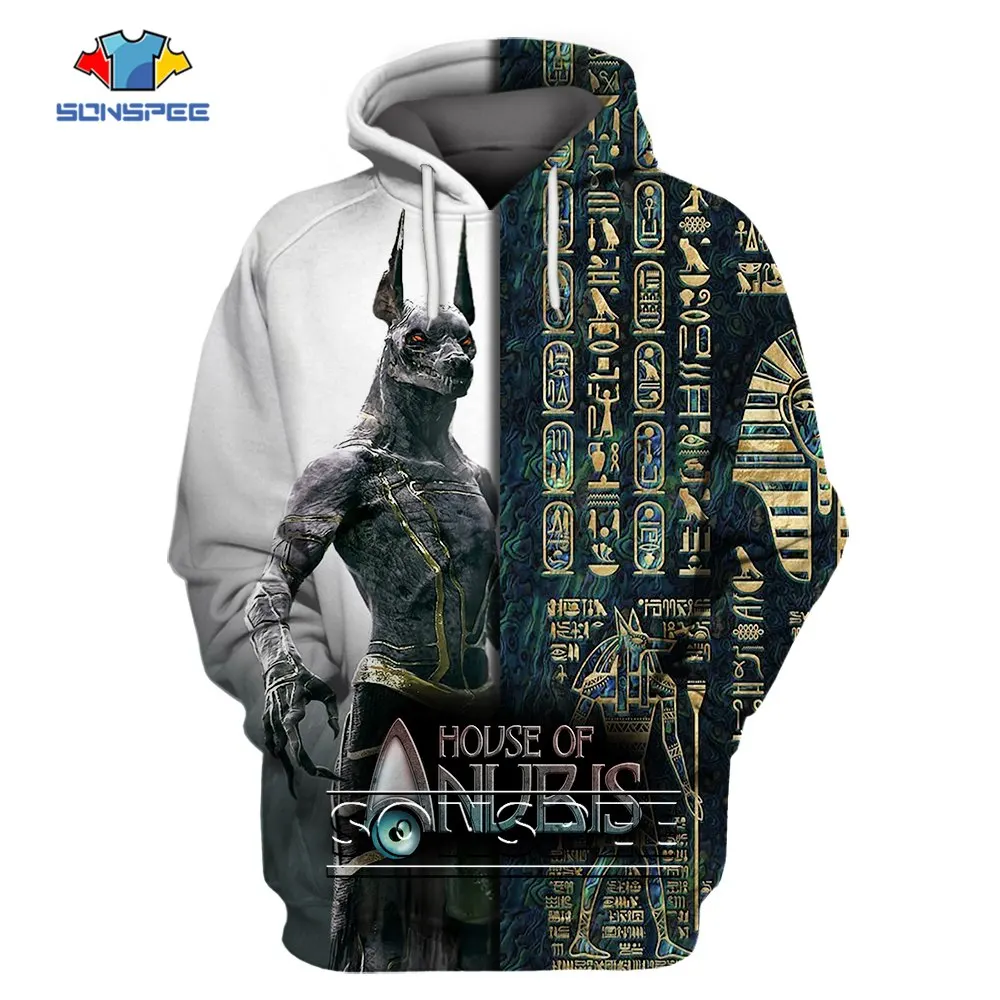 

SONSPEE Ancient Egyptian Art 3D Printed Hoodie Men Women Pullover The Eye of Horus Clothing Long Sleeve Anubis Kaoh Tops