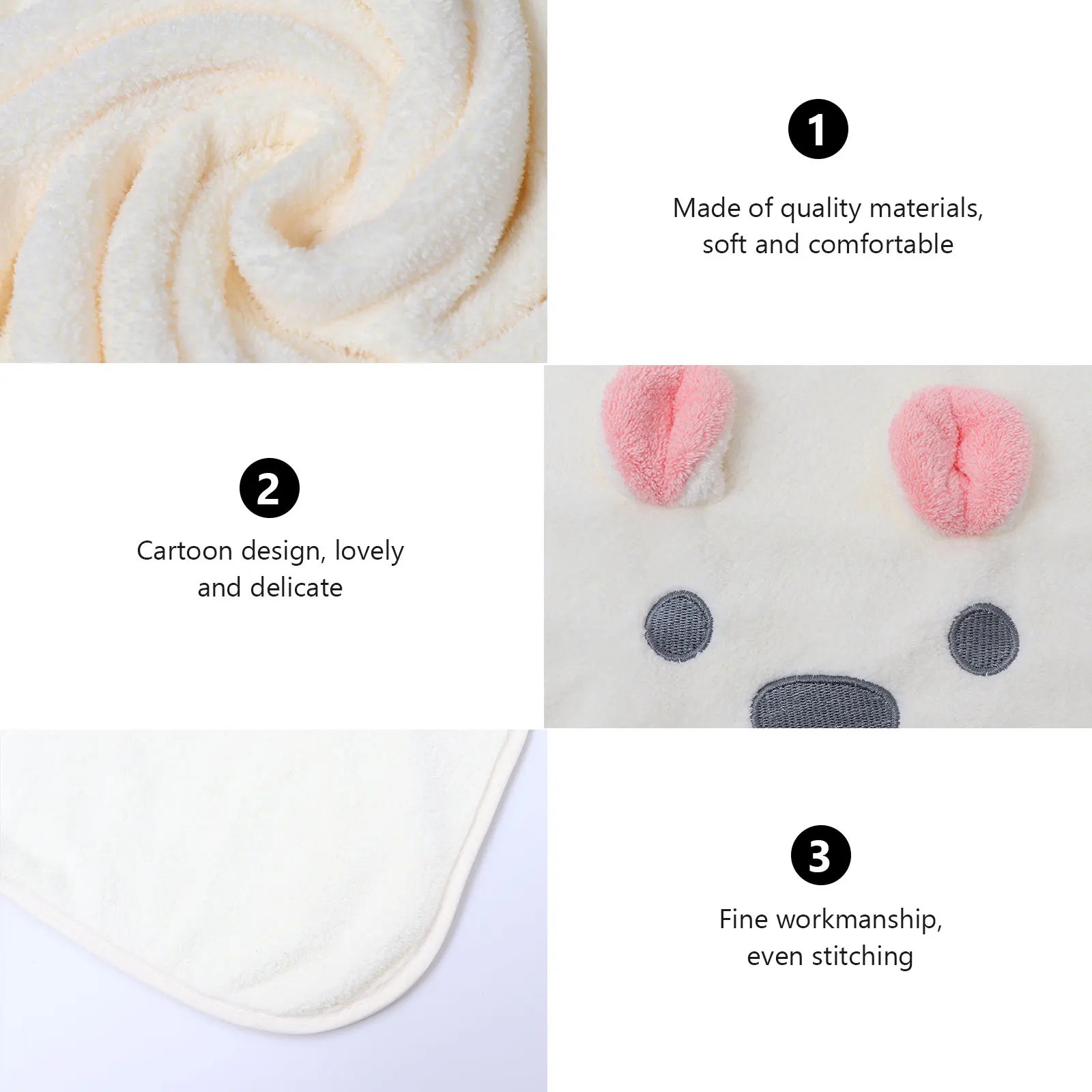 

Premium Absorbent Bath Towel Large Coral Fleece Cartoon Rabbit Design Soft Skin-Friendly Quick-Dry For Kids Breathable Travel