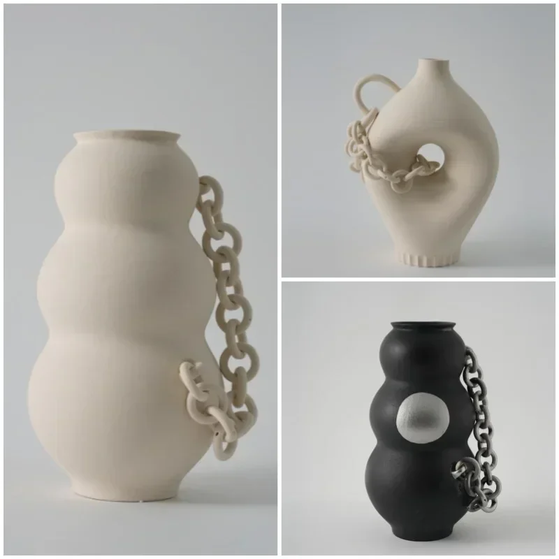 Medieval ceramic vase ornament, dried flowers in the living room model room, high-end homestay flower decoration