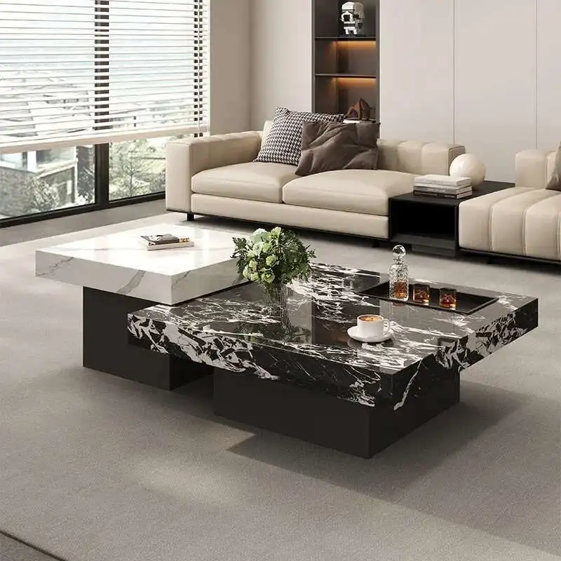 

Italian Minimalist Coffee Table Modern Minimalist Living Room Marble Luxury Chinese Side Table Mesa Centro Terrace Furniture